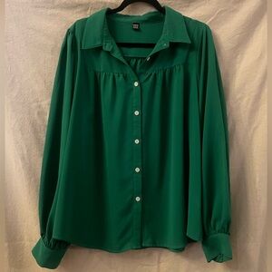 SHEIN Classic Green Button-Up Blouse